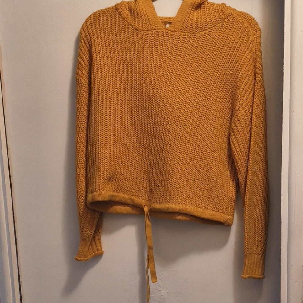 Elegant Mustard Knit Hoodie Sweater